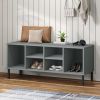 Shoe Rack with Metal Legs Gray 41.7"x13.8"x17.7" Solid Wood OSLO