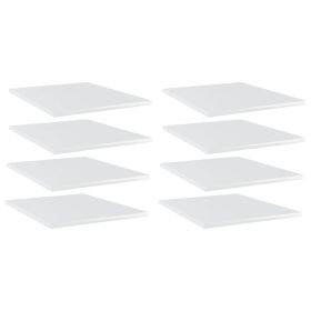 Bookshelf Boards 8 pcs High Gloss White 15.7"x19.7"x0.6" Engineered Wood