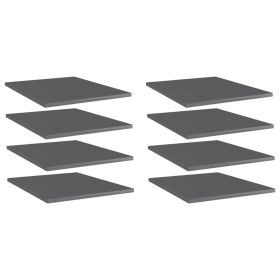Bookshelf Boards 8 pcs High Gloss Gray 15.7"x19.7"x0.6" Engineered Wood