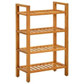 Shoe Rack with 4 Shelves 19.7"x10.6"x31.5" Solid Oak Wood