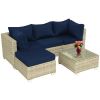 Patio Furniture Set 5 Pieces Wicker Outdoor Conversation Set All-Weather Sectional Patio Sofa with Water Resistant Thick Cushions and Coffee Table for