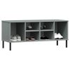 Shoe Rack with Metal Legs Gray 41.7"x13.8"x17.7" Solid Wood OSLO