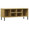 Shoe Rack with Metal Legs Brown 41.7"x13.8"x17.7" Solid Wood OSLO