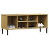 Shoe Rack with Metal Legs Brown 41.7"x13.8"x17.7" Solid Wood OSLO