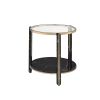 Thistle End Table; Clear Glass; Faux Black Marble & Champagne Finish YJ