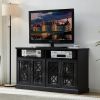 53" TV Console/Storage Buffet Cabinet/Sideboard, Black- Wood Grain Finish