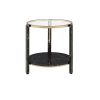Thistle End Table; Clear Glass; Faux Black Marble & Champagne Finish YJ