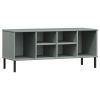 Shoe Rack with Metal Legs Gray 41.7"x13.8"x17.7" Solid Wood OSLO