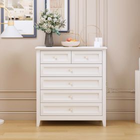 Solid Wood spray-painted drawer dresser bar,buffet tableware cabinet lockers buffet server console table lockers, retro round handle (Color: as Pic)